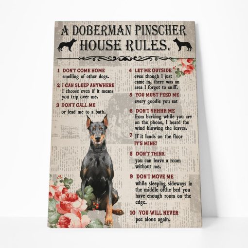 Gearhuman 3D A Doberman Pinscher House Rules Canvas GK040215 Canvas 1 Piece Non Frame M