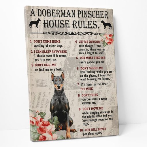 Gearhuman 3D A Doberman Pinscher House Rules Canvas GK040215 Canvas