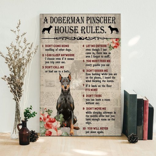 Gearhuman 3D A Doberman Pinscher House Rules Canvas GK040215 Canvas