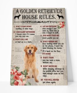 Gearhuman 3D A Golden Retriever House Rules Canvas GK040237 Canvas 1 Piece Non Frame M