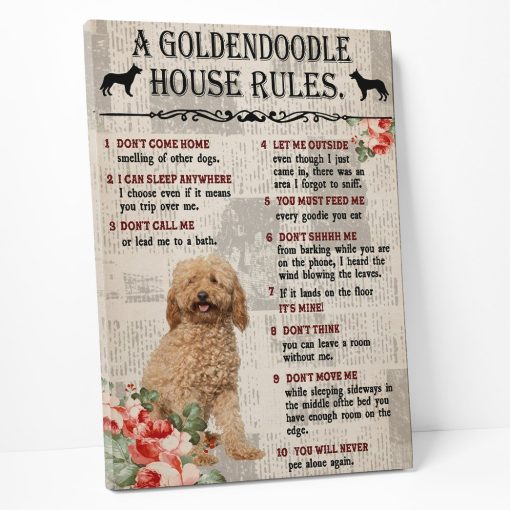 Gearhuman 3D A Goldendoodle House Rules Canvas GK040259 Canvas