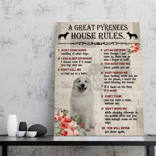Gearhuman 3D A Great Pyrenees House Rules Canvas GK040229 Canvas