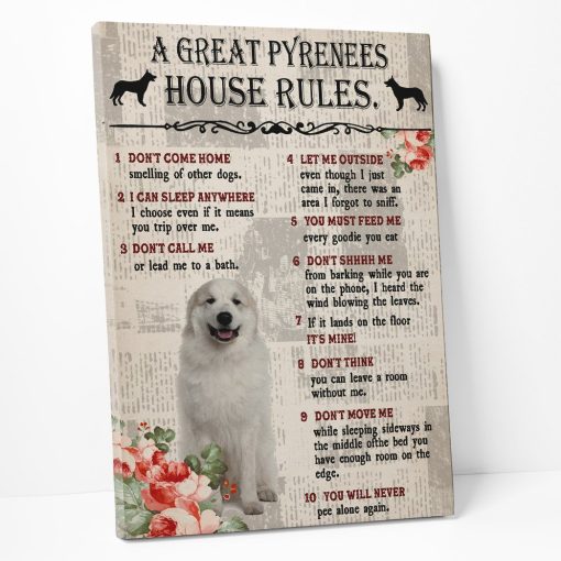 Gearhuman 3D A Great Pyrenees House Rules Canvas GK040229 Canvas