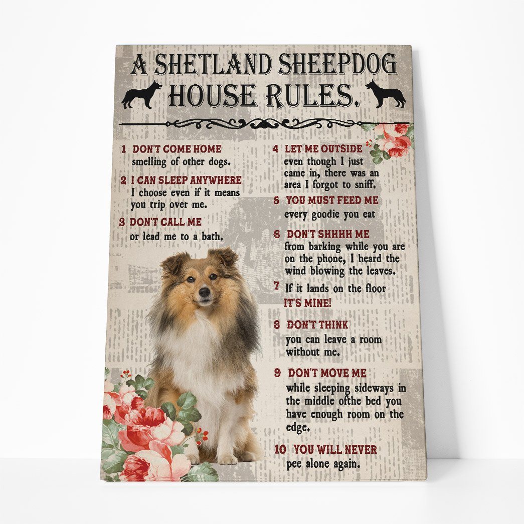 Gearhumans 3D A Shetland Sheepdog House Rules Canvas 1 Gearhuman 3D A Shetland Sheepdog House Rules Canvas GK040214 Canvas 1 Piece Non Frame M