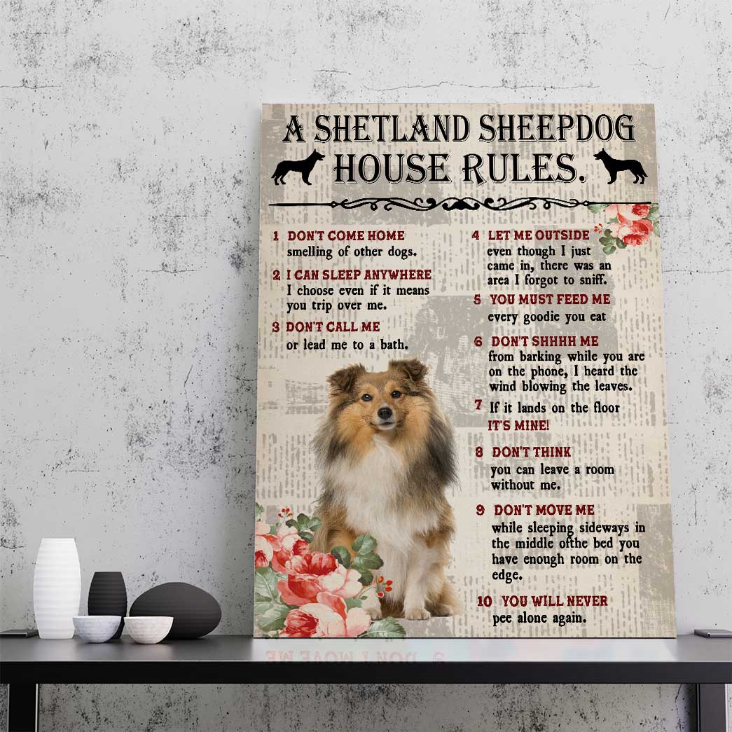 Gearhumans 3D A Shetland Sheepdog House Rules Canvas 4 Gearhuman 3D A Shetland Sheepdog House Rules Canvas GK040214 Canvas