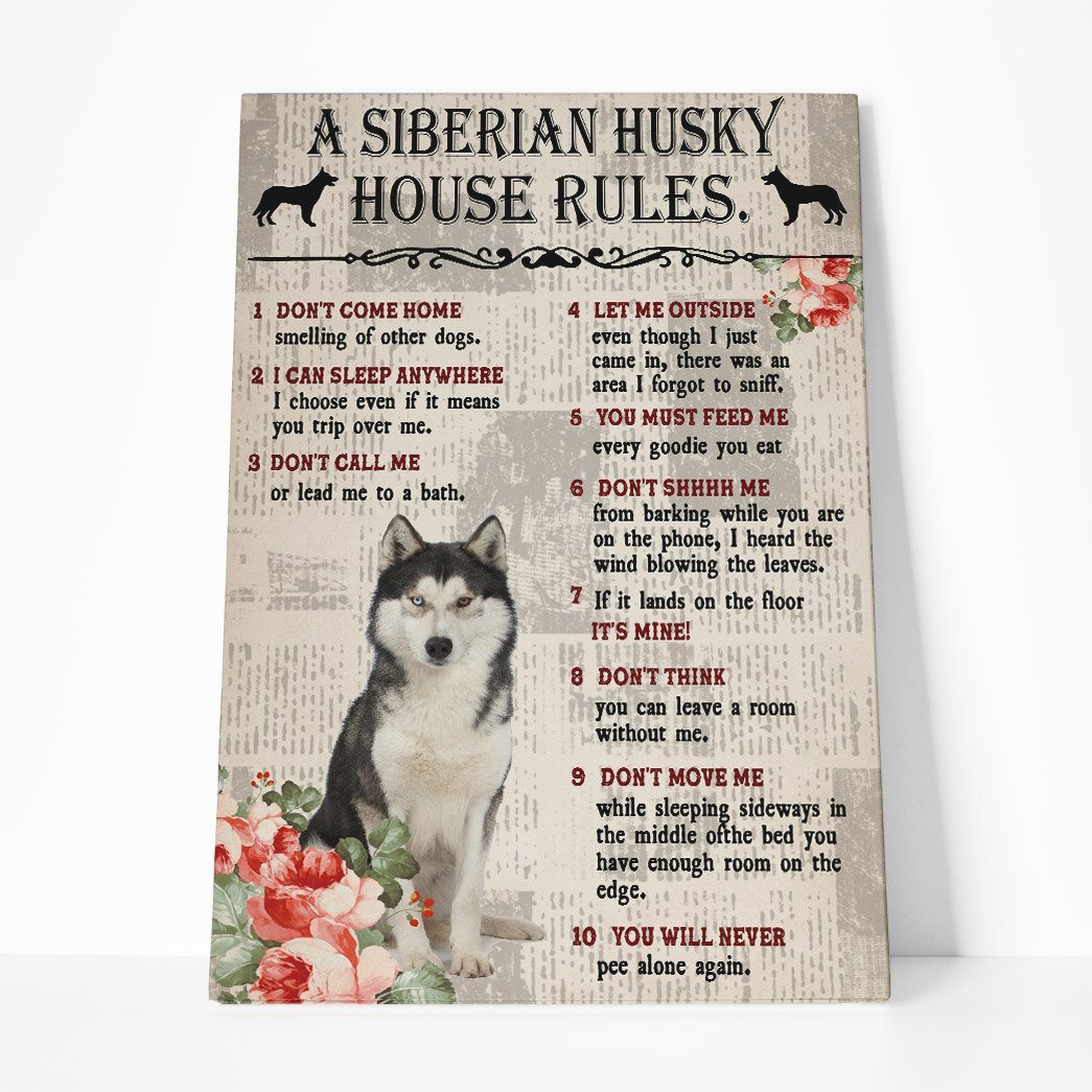 Gearhumans 3D A Siberian Husky House Rules Canvas 1 Gearhuman 3D A Siberian Husky House Rules Canvas GK040256 Canvas 1 Piece Non Frame M