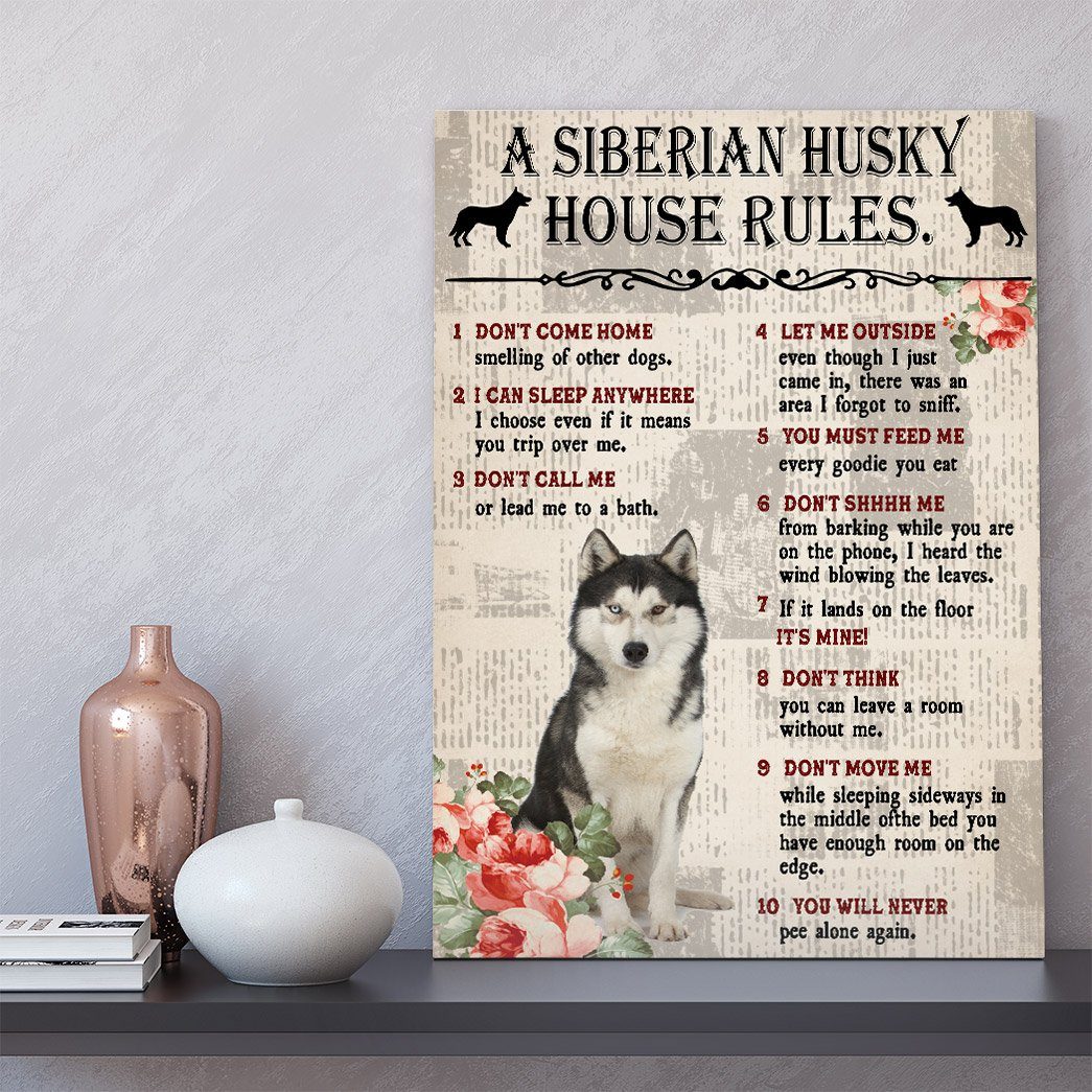 Gearhumans 3D A Siberian Husky House Rules Canvas 3 Gearhuman 3D A Siberian Husky House Rules Canvas GK040256 Canvas