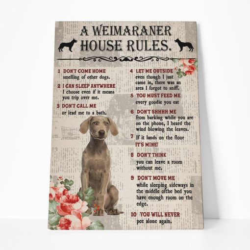 Gearhuman 3D A Weimaraner House Rules Canvas GK040242 Canvas 1 Piece Non Frame M