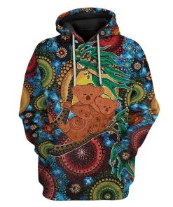 Gearhuman 3D Aboriginal Koala Custom T-Shirts Hoodie Apparel GT15024 3D Custom Fleece Hoodies Hoodie S 