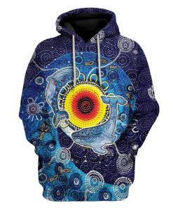 Gearhuman 3D Aboriginal Whale Custom Hoodie Apparel GT15025 3D Custom Fleece Hoodies Hoodie S 