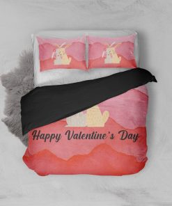 GearHuman 3D Adorable Bunny Couple Valentine Custom Bedding GR050110 Bedding Set Twin 3PCS