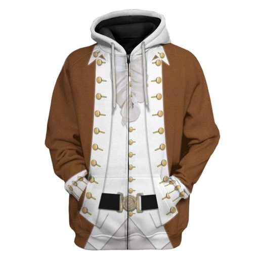Gearhuman 3D Alexander Hamilton Custom Hoodie Apparel GV160730 3D Custom Fleece Hoodies Zip Hoodie Brown S