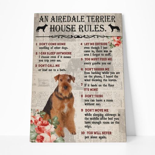 Gearhuman 3D An Airedale Terrier House Rules Canvas GK040211 Canvas 1 Piece Non Frame M