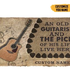 Gearhuman 3D An Old Acoustic Guitarist And The Pick Of His Life Custom Name Doormat GB21012 Doormat Doormat S(15,8''x23,6'') 