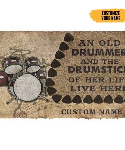 Gearhuman 3D An Old Drummer And The Drumstick Of His Life Custom Name Doormat GB21014 Doormat Doormat S(15,8''x23,6'') 