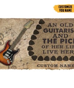 Gearhuman 3D An Old Electric Guitarist And The Pick Of Her Life Custom Name Doormat GB21015 Doormat Doormat S(15,8''x23,6'') 