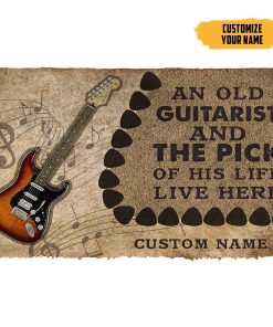 Gearhuman 3D An Old Electric Guitarist And The Pick Of His Life Custom Name Doormat GB21011 Doormat Doormat S(15,8''x23,6'') 