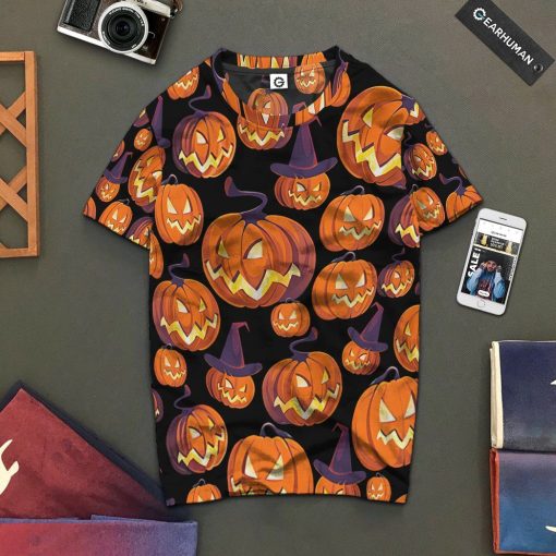 Gearhuman 3D Angry Pumpkin Halloween Custom Tshirt Apparel GV04098 3D T-shirt