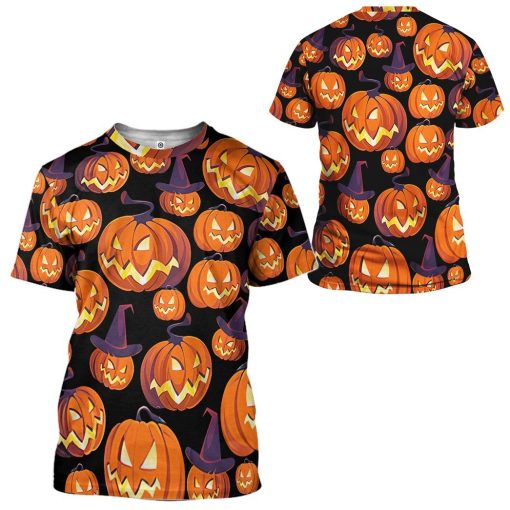 Gearhuman 3D Angry Pumpkin Halloween Custom Tshirt Apparel GV04098 3D T-shirt