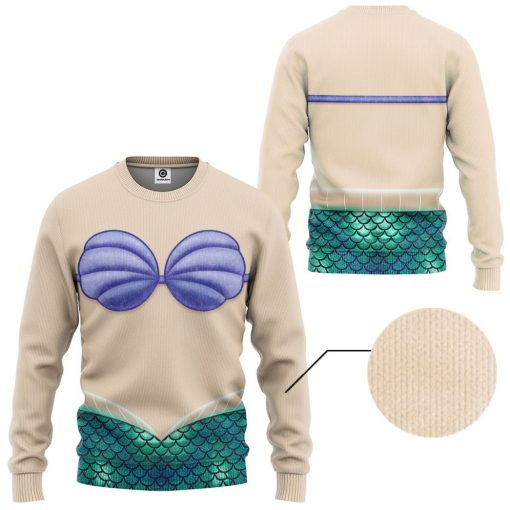 Gearhuman 3D Ariel Mermaid Custom Tshirt Hoodie Appreal CC24111 3D Apparel