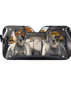 Gearhuman 3D Australian Cattle Couple Dog Auto Car Sunshade GV010310 Auto Sunshade 57''x27.5''