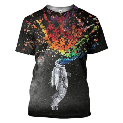 Gearhuman 3D Autism Astronaut Custom T-Shirts Hoodies Apparel AU-TA1002206 3D Custom Fleece Hoodies T-Shirt S