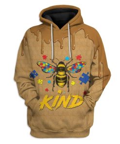 Gearhuman 3D Autism Awareness Bee Kind Custom T-Shirts Hoodies Apparel GA17022 3D Custom Fleece Hoodies Hoodie S 