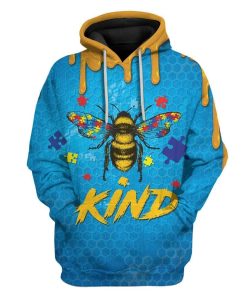 Gearhuman 3D Autism Awareness Bee Kind Custom T-Shirts Hoodies Apparel GA19024 3D Custom Fleece Hoodies Hoodie S 