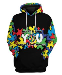 Gearhuman 3D Autism Awareness Why Fit In Custom T-Shirts Hoodies Apparel AU-TA1202207 3D Custom Fleece Hoodies Hoodie S 