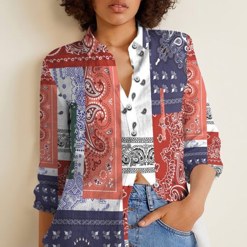 Gearhuman 3D Bandana Linen Shirt For Woman GC161019 Linen Shirt