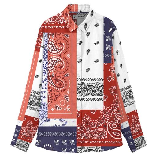 Gearhuman 3D Bandana Linen Shirt For Woman GC161019 Linen Shirt Linen Shirt S