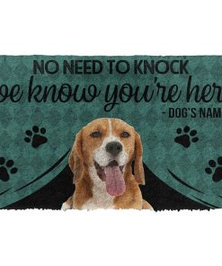 Gearhuman 3D Beagle We Know Youre Here Custom Name Doormat GW01022 Doormat Doormat S(15,8''x23,6'')