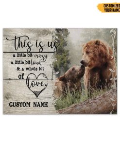Gearhuman 3D Bear Couple A Little Bit Of Custom Name Canvas GW15014 Canvas 1 Piece Non Frame M