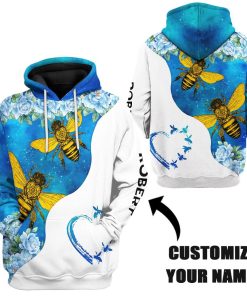 Gearhuman 3D Bee Love Blue Heart Custom Name Tshirt Hoodie Apparel GB26011 3D Apparel