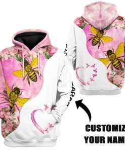 Gearhuman 3D Bee Love Pink Heart Custom Name Tshirt Hoodie Apparel GB26012 3D Apparel