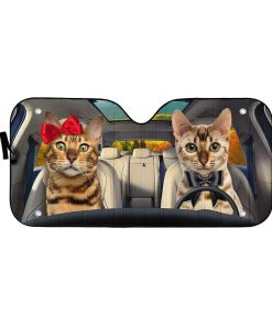 Gearhuman 3D Bengal Cat Couple Auto Car Sunshade GV01032 Auto Sunshade 57''x27.5''