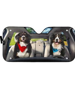 Gearhuman 3D Bernese Mountain Dog Couple Auto Car Sunshade GV01036 Auto Sunshade 57''x27.5''