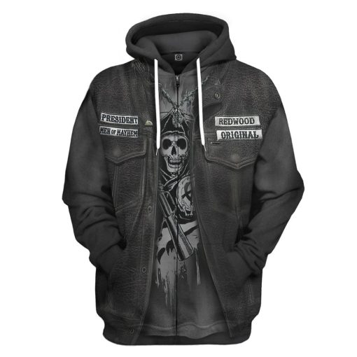 Gearhuman 3D Biker Allover Custom Hoodie Apparel GW30078 3D Custom Fleece Hoodies Zip Hoodie S