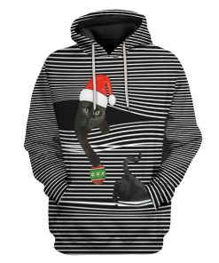 Gearhuman 3D Black cat at Christmas Custom Tshirt Apparel GX03111 3D Apparel Hoodie S 
