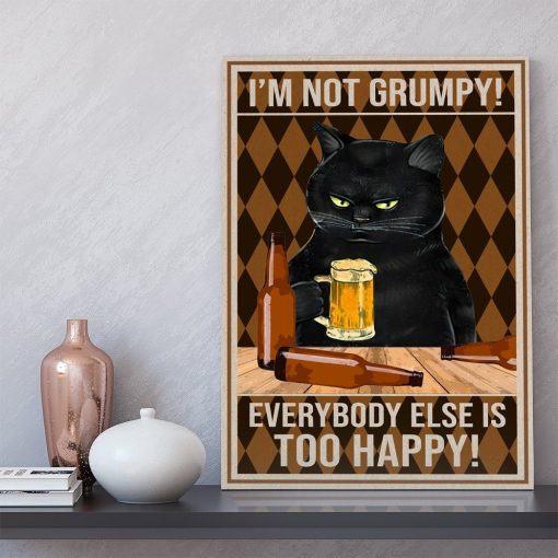 Gearhuman 3D Black Cat Grumpy Custom Canvas GB150113 Canvas