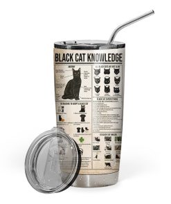 Gearhuman 3D Black Cat Knowledge Giveashitometer Custom Tumbler GB010210 Tumbler Short 20oz
