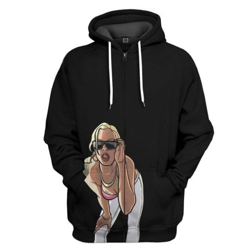 Gearhuman 3D Black GTA San Andreas Custom Apparel GS11062 3D Custom Fleece Hoodies Zip Hoodie S
