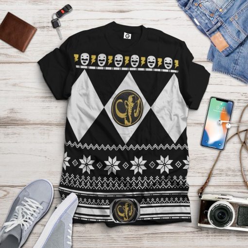 Gearhuman 3D Black Power Ranger Custom Tshirt Hoodie Apparel CW29108 3D Apparel