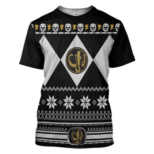 Gearhuman 3D Black Power Ranger Custom Tshirt Hoodie Apparel CW29108 3D Apparel T-Shirt S