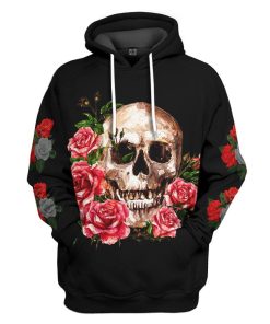 Gearhuman 3D Black Rose Flower Skull Custom Tshirt Hoodie Apparel GB25023 3D Apparel Hoodie S