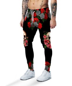 Gearhuman 3D Black Rose Flower Skull Sweatpants GB25024 Sweatpants Sweatpants S