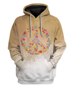 Gearhuman 3D Bleached Hippie Peace Sign Custom Fleece Hoodies Apparel GM27025 3D Custom Fleece Hoodies Hoodie S 