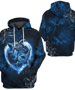 Gearhuman 3D Blue Heart Sea Turtle Tshirt Hoodie Apparel GB08012 3D Apparel 