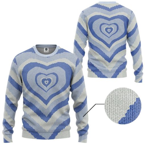 GearHuman 3D Blue Heart Wave Custom Sweater GR11011 3D Apparel