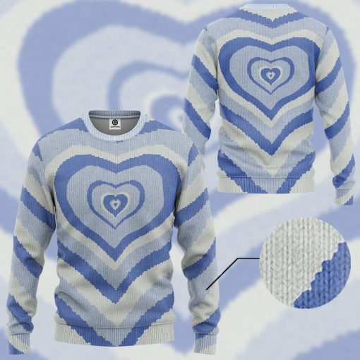 GearHuman 3D Blue Heart Wave Custom Sweater GR11011 3D Apparel